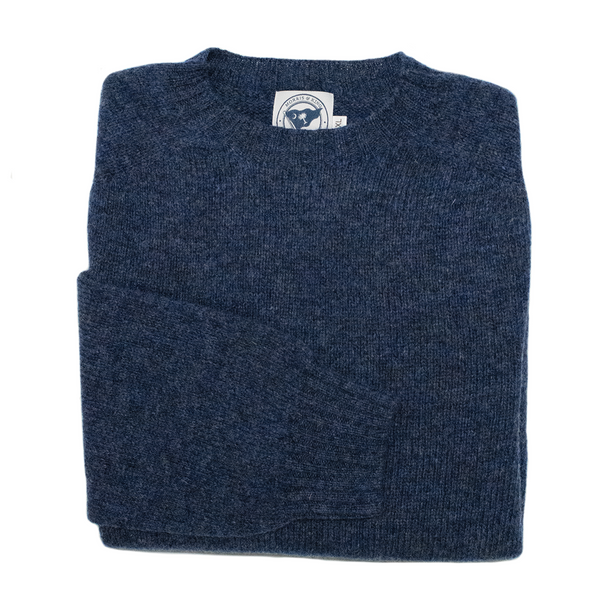 Dark Blue Scottish Shetland Wool Sweater