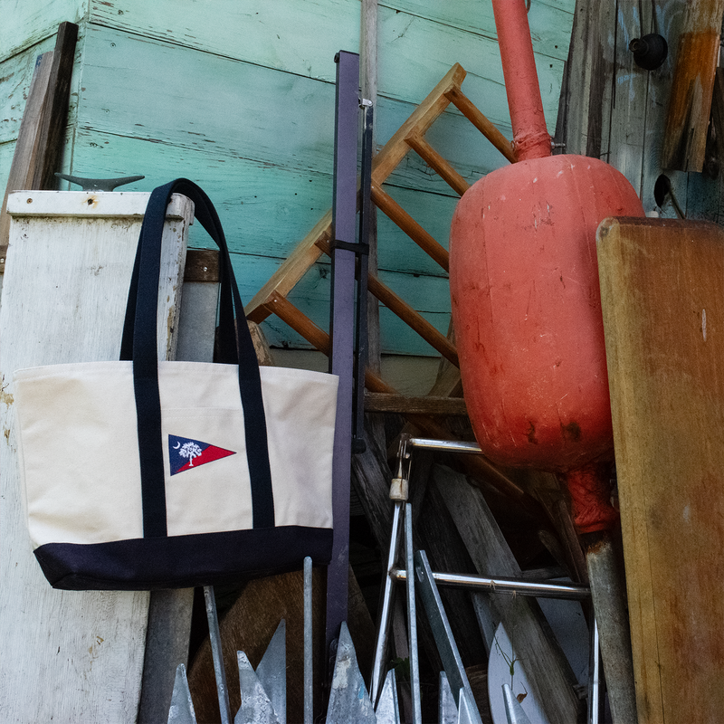 Navy Palmetto & Crescent Burgee Canvas Tote Bag