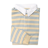 Light Blue / Ecru Stripe Summer Knit Rugby Shirt - Regular Fit