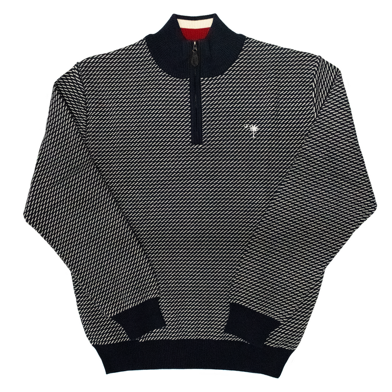 Navy Birdseye Quarter Zip Sweater