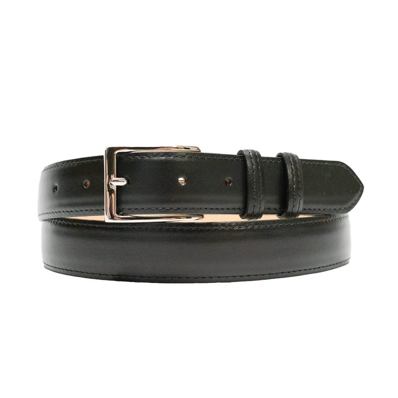 1-1/8" Black French Calf Classic Leather Belt