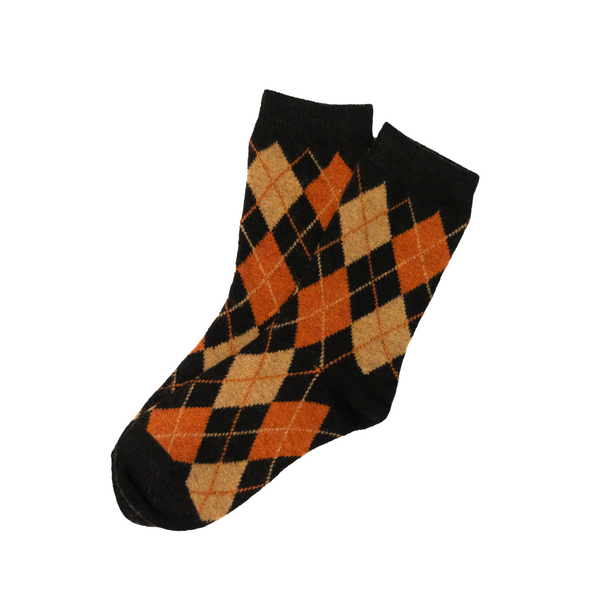 Black/Orange Argyle Socks