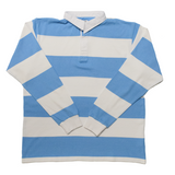 Light Blue / White Collegiate Stripe Winter Woven Rugby Shirt - Regular Fit