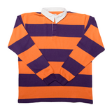 Orange / Purple Collegiate Stripe Winter Woven Rugby Shirt - Regular Fit