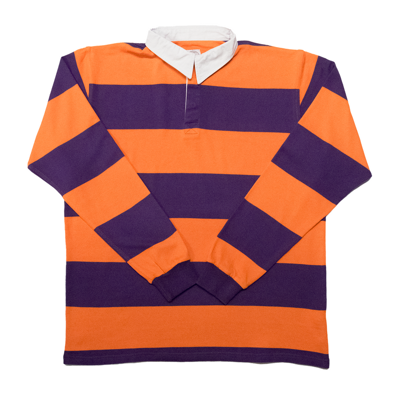 Orange / Purple Collegiate Stripe Winter Woven Rugby Shirt - Regular Fit