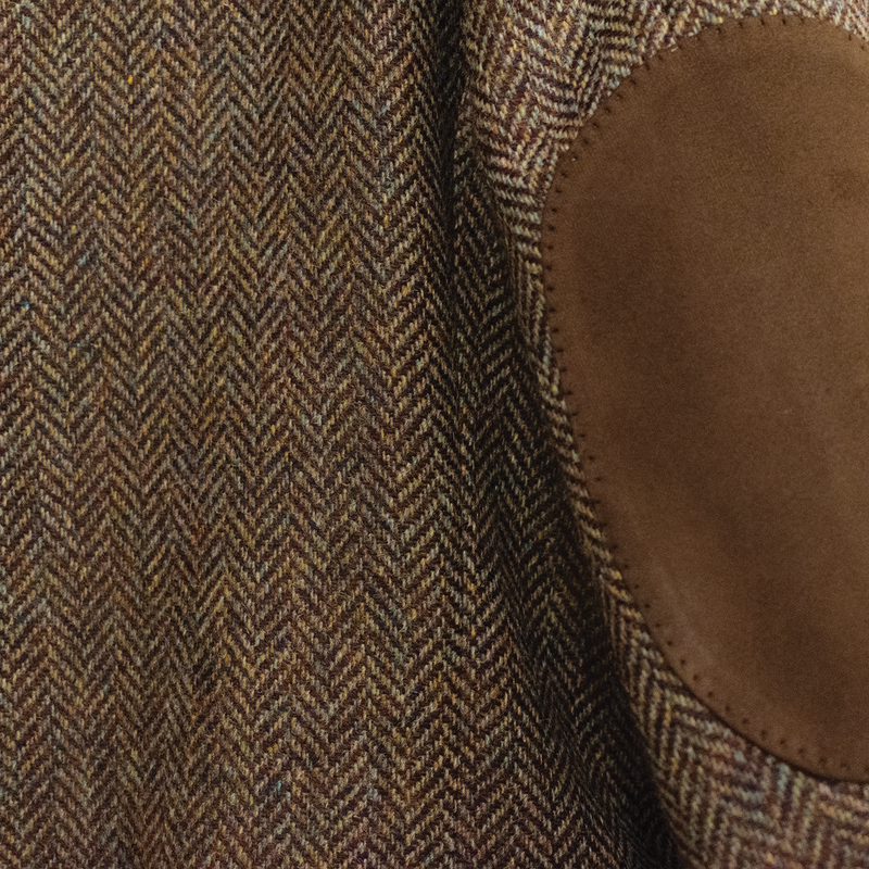 Morris & King Brown & Olive / Blue Melange Shetland Wool Herringbone Sport Coat