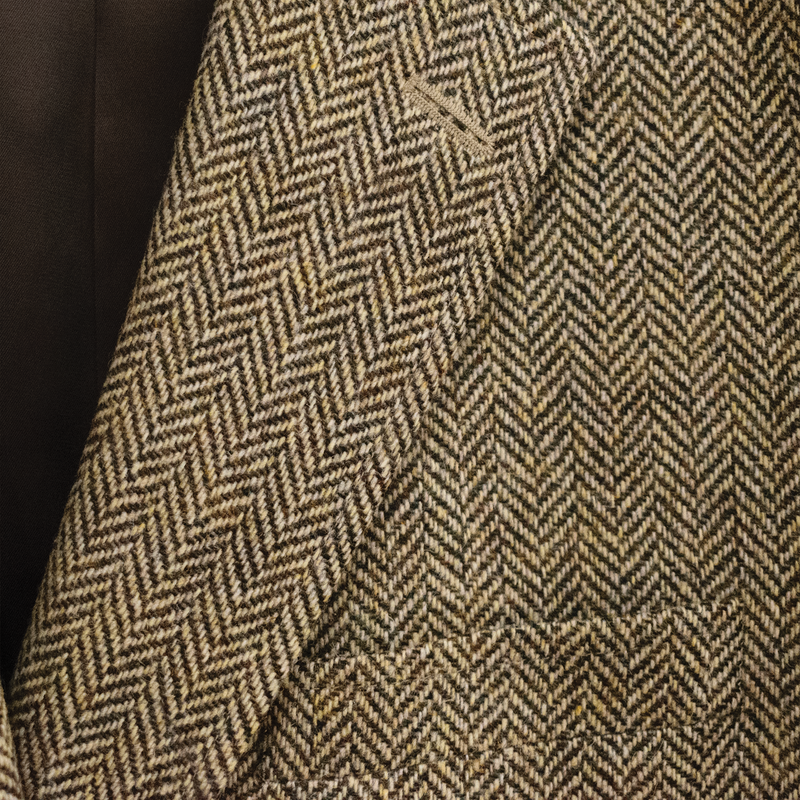 Morris & King Brown / Ivory Shetland Wool Herringbone Sport Coat