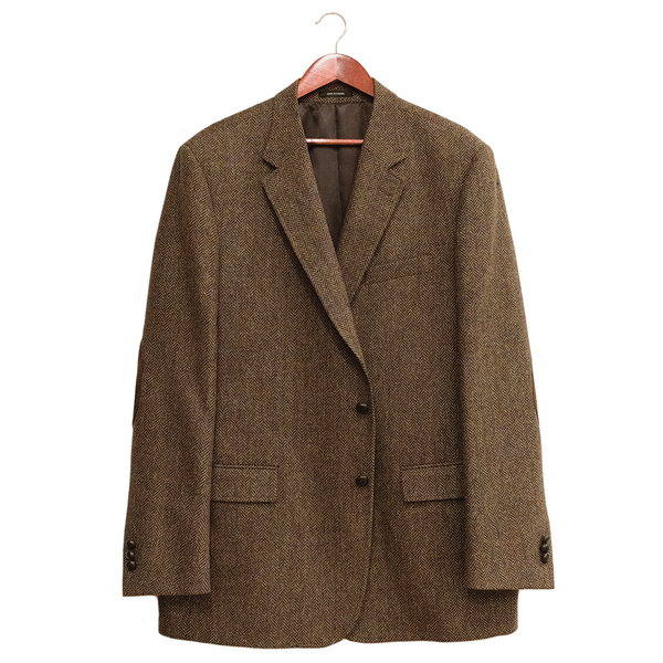 Morris & King Brown & Olive / Blue Melange Shetland Wool Herringbone Sport Coat