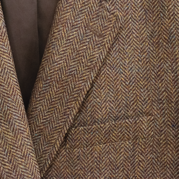 Morris & King Brown & Olive / Blue Melange Shetland Wool Herringbone Sport Coat