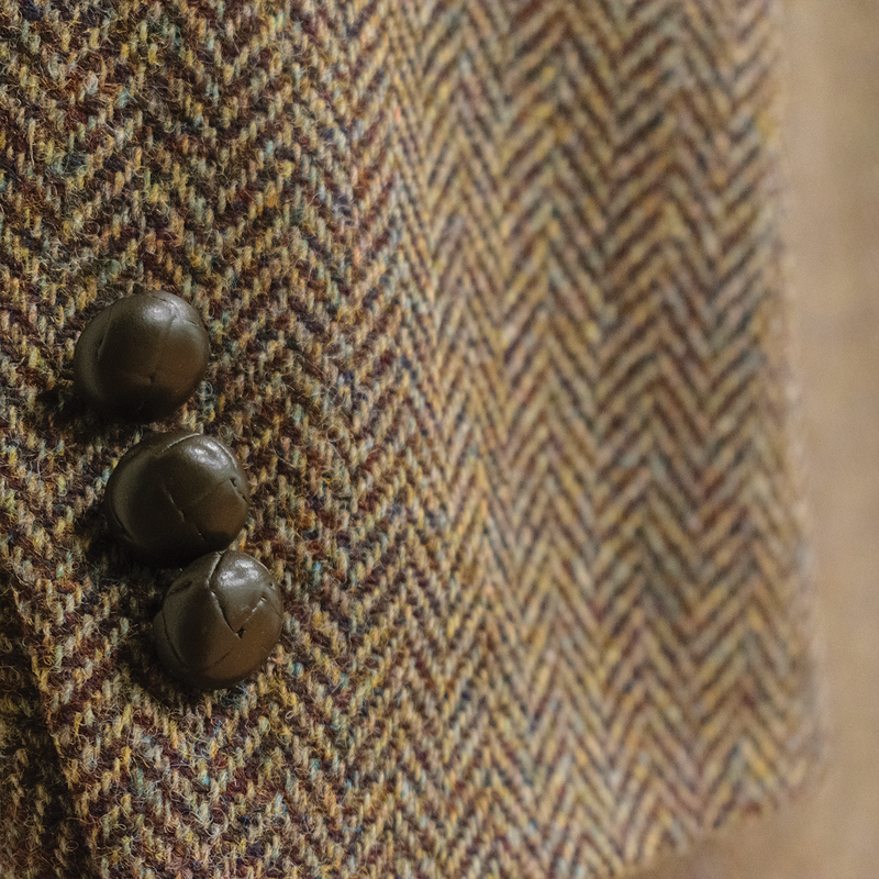 Morris & King Brown & Olive / Blue Melange Shetland Wool Herringbone Sport Coat