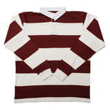 Maroon / White Collegiate Stripe Winter Woven Rugby Shirt - Regular Fit