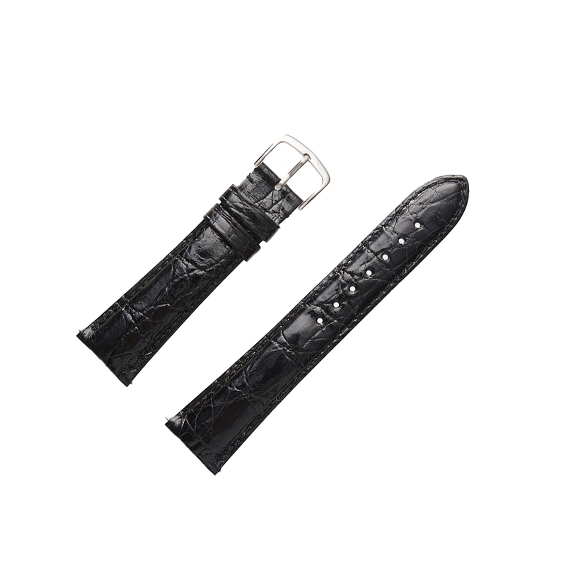 Black Genuine Caiman Crocodile Watchband