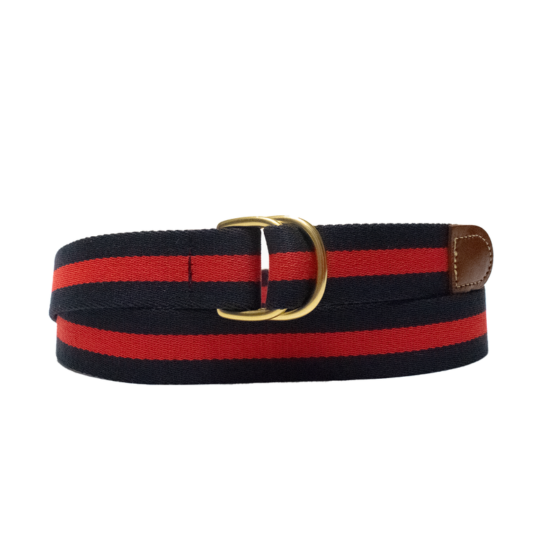 Navy / Red Stripe Surcingle D-Ring Belt