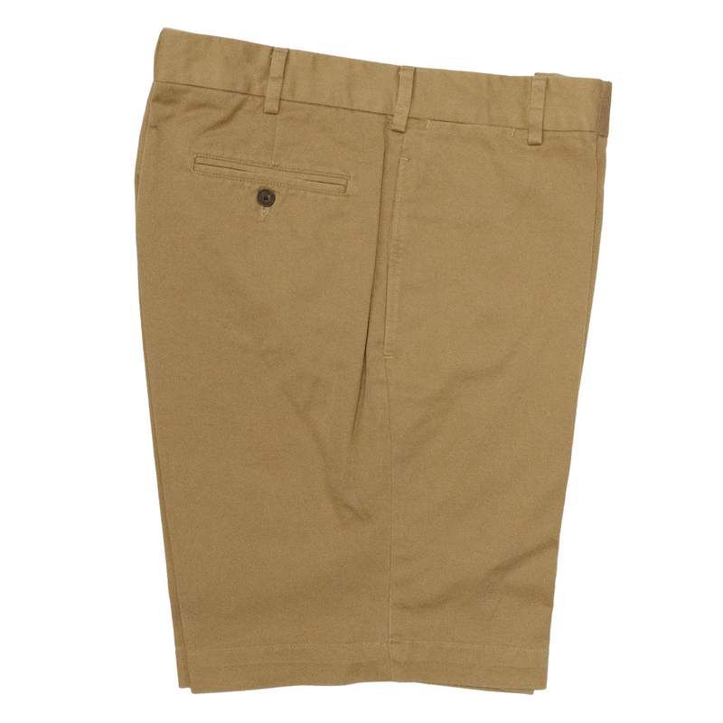 Dark Khaki Combed Cotton Shorts - Classic Fit