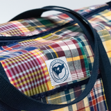 Navy Patch Madras Weekender Bag