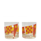 M&K Vintage - Red & Yellow Signal Flag Double-Old Fashioned Set (1960s)