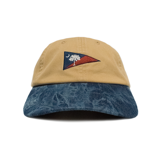 Khaki / Washed Navy Palmetto & Crescent Burgee Hat