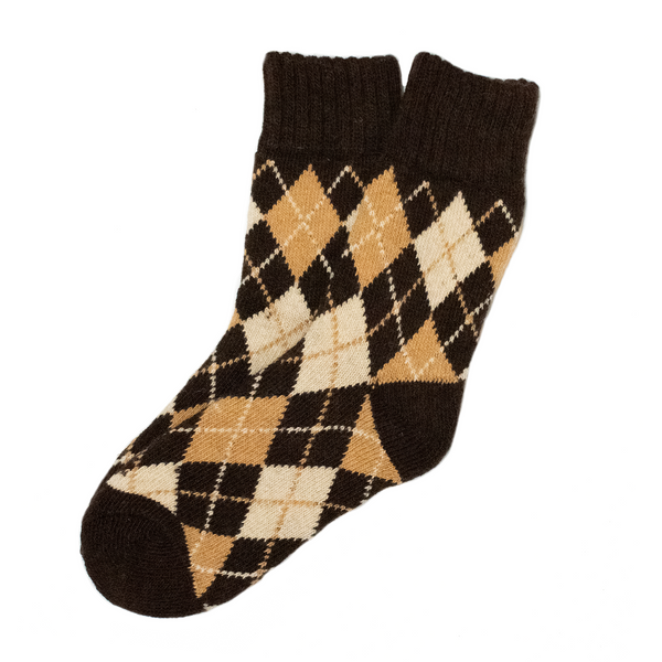 Chocolate / Ecru Heavyweight Argyle Socks