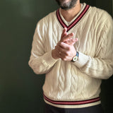 Cream / Navy / Red Classic Cricket Sweater