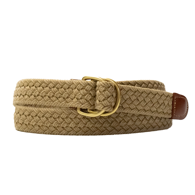 Khaki Woven D-Ring Belt