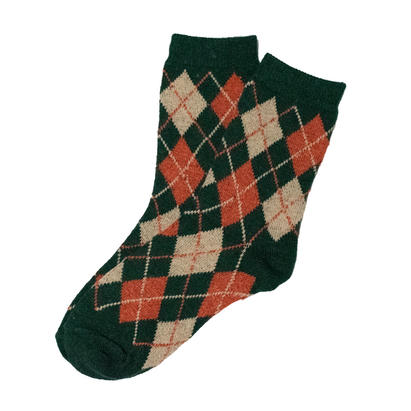 Forest Green / Raspberry Lightweight Argyle Socks