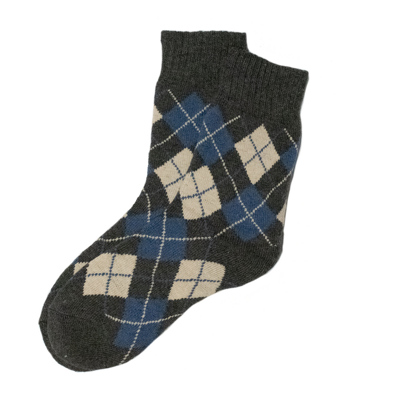 Dark Heather / Blue Mid-Weight Argyle Socks