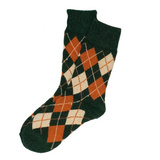 Forest Green / Terracotta Mid-Weight Argyle Socks