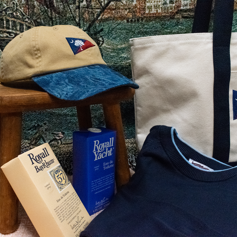 Khaki / Washed Navy Palmetto & Crescent Burgee Hat