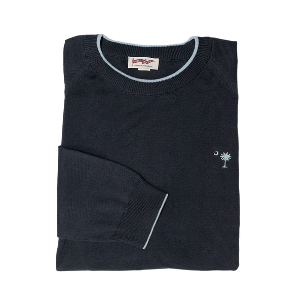 Dark Navy Palmetto & Crescent Lightweight Sweater