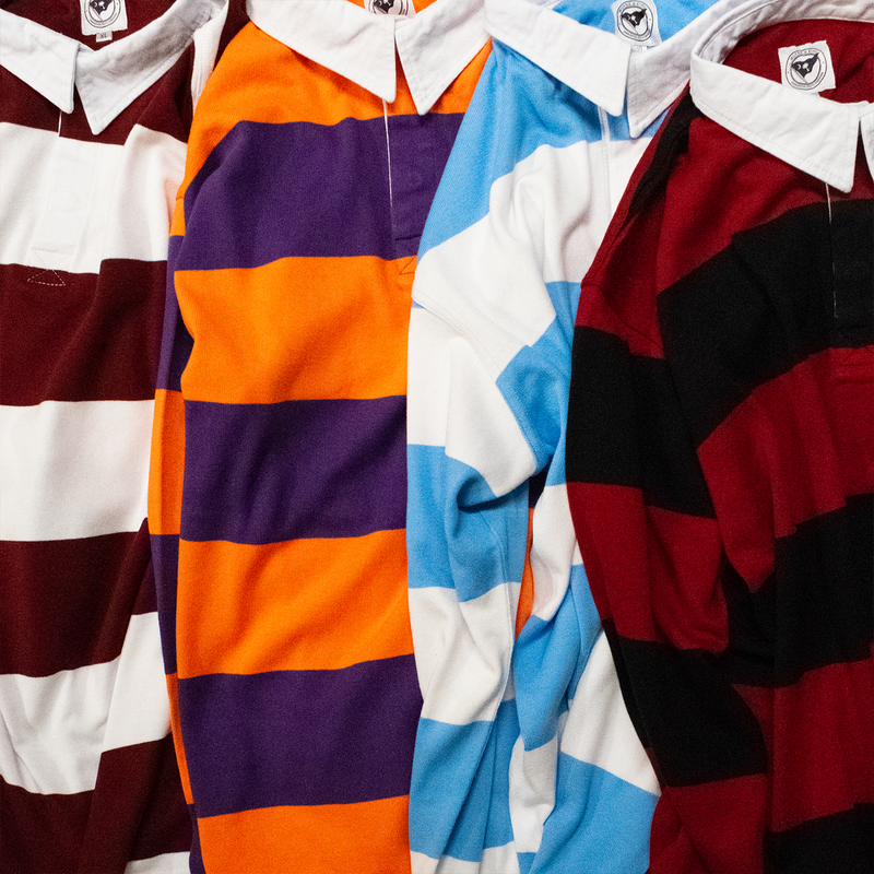 Garnet / Black Collegiate Stripe Winter Woven Rugby Shirt - Regular Fit