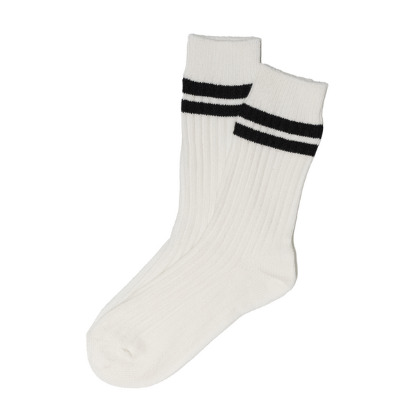 Black / Snow White Stripe Knit Socks