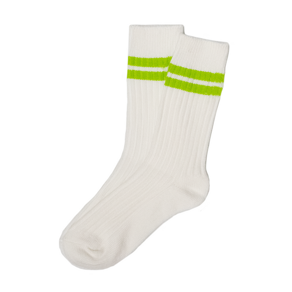 Lime / Snow White Stripe Knit Socks