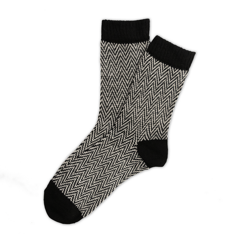 Black/White Herringbone Socks