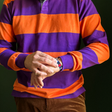 Orange / Purple Collegiate Stripe Winter Woven Rugby Shirt - Regular Fit