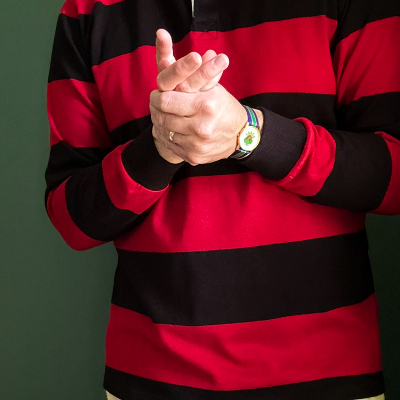 Garnet / Black Collegiate Stripe Winter Woven Rugby Shirt - Regular Fit