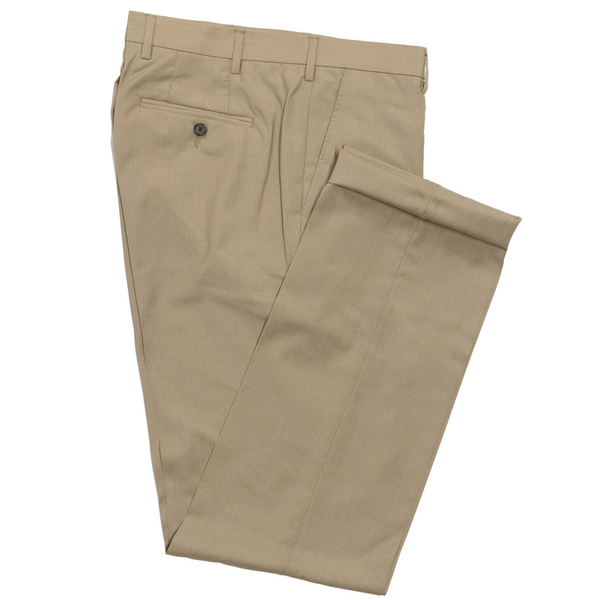 Tan Tropical Wool Trousers - Classic Fit