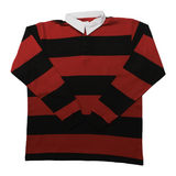 Garnet / Black Collegiate Stripe Winter Woven Rugby Shirt - Regular Fit