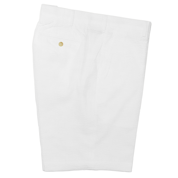 White / White Seersucker Shorts - Classic Fit